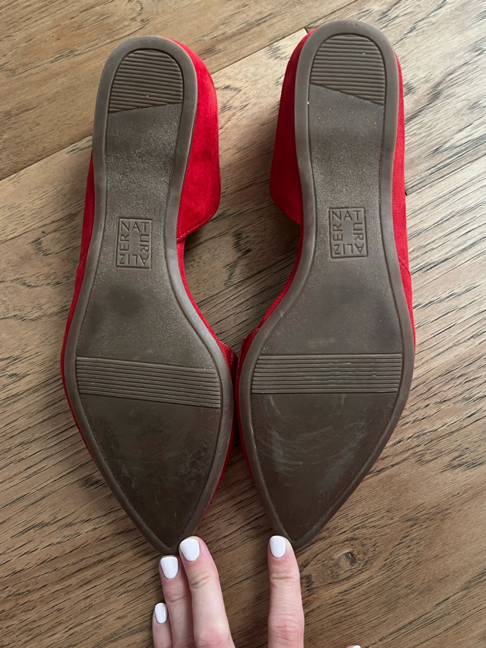 Naturalizer Red Pointed Toe D'Orsay Flats - Picture 5 of 5